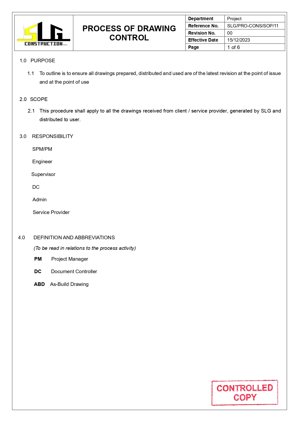 SLG-PRO-SOP Page 1